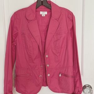 Ann Taylor Loft Women's Pink Cotton Blazer with Snaps & Zippers Size 8